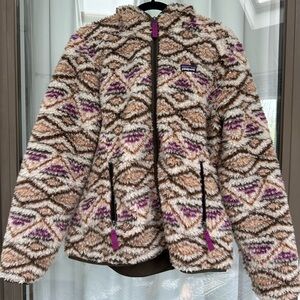 NWT Patagonia Women's Patterned Teddy Jacket - Brown and Purple